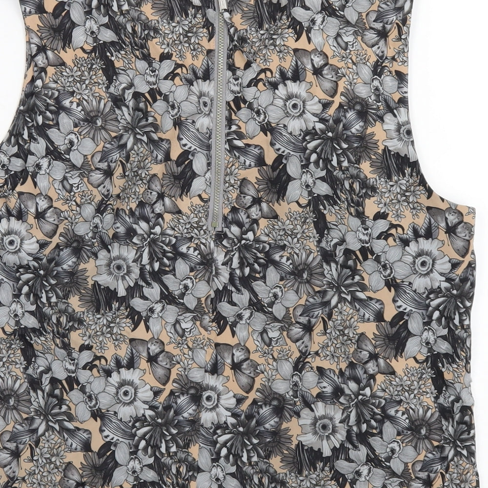 Oasis Womens Multicoloured Floral Polyester Basic Tank Size 12 One Shoulder
