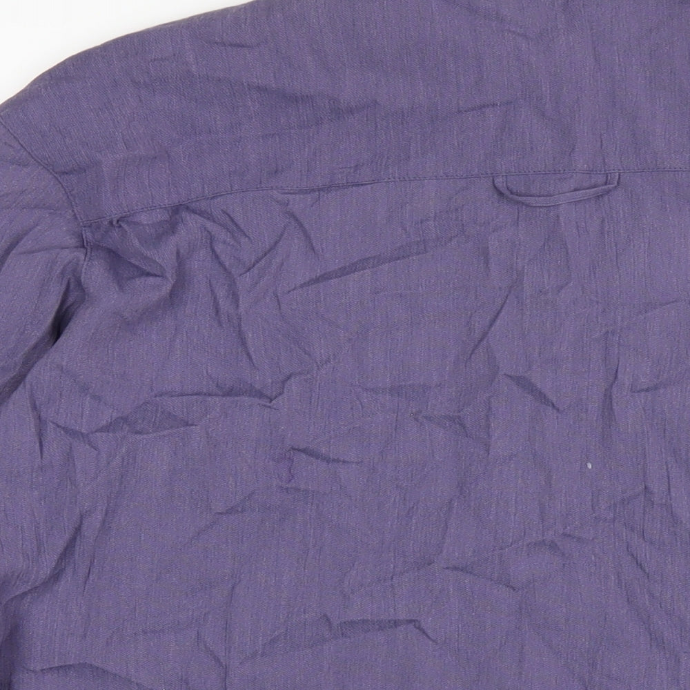 Country Casuals Womens Purple Modal Basic Button-Up Size L Round Neck