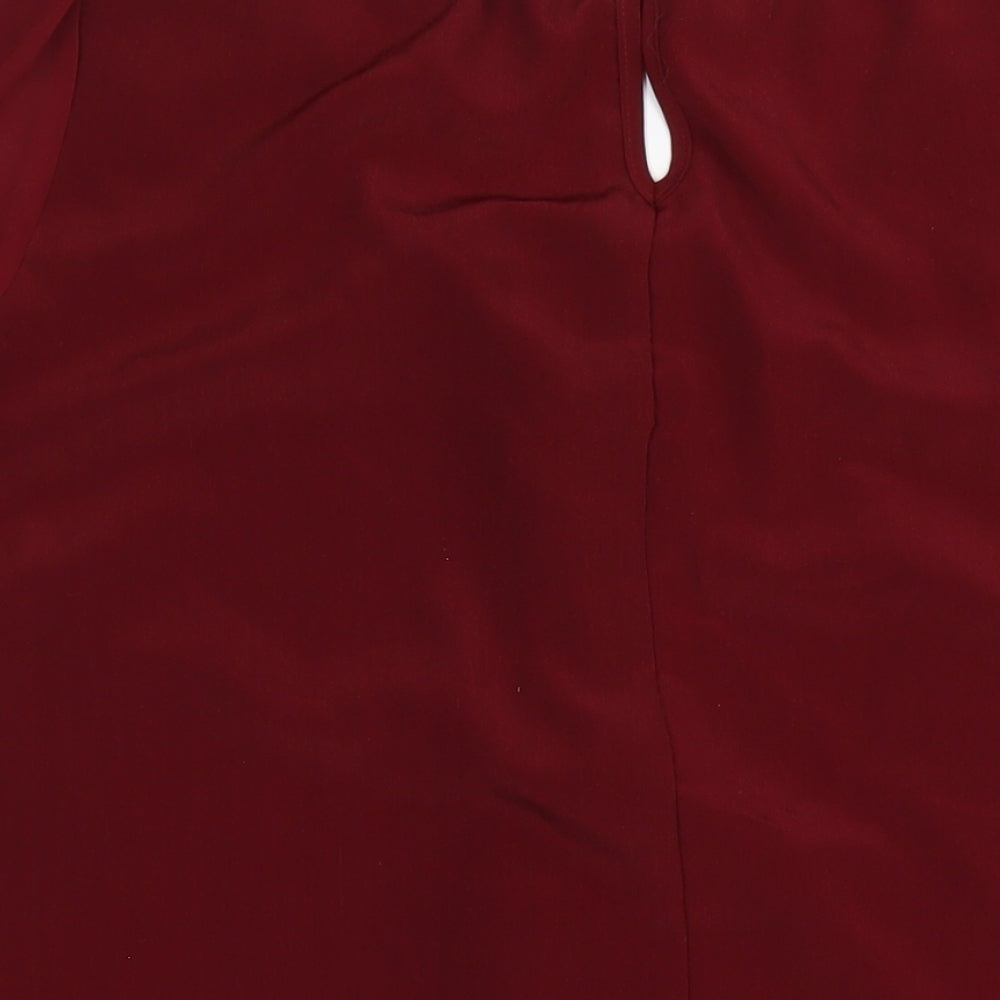 New Look Womens Red Polyester A-Line Size 18 Boat Neck Button