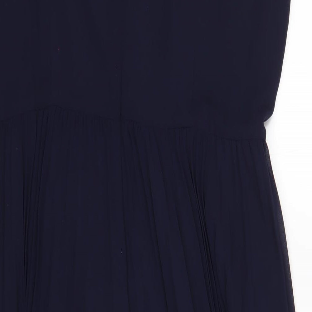 Roman Womens Blue Polyester A-Line Size 16 V-Neck Zip