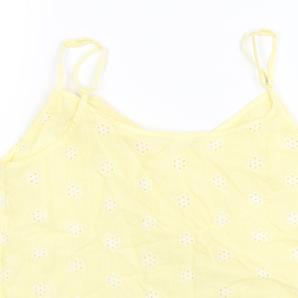 H&M Womens Yellow Cotton Camisole T-Shirt Size 10 V-Neck