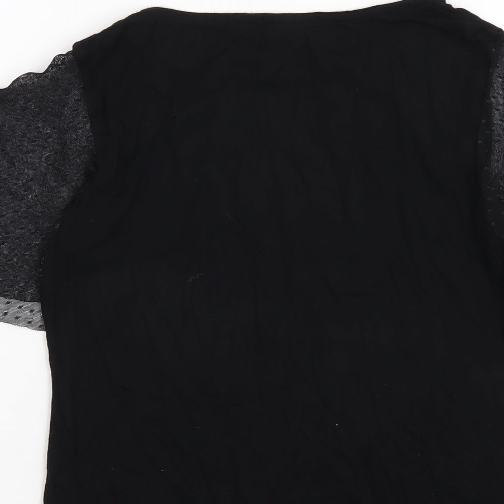 PRETTYLITTLETHING Womens Black Viscose Basic T-Shirt Size 8 Round Neck
