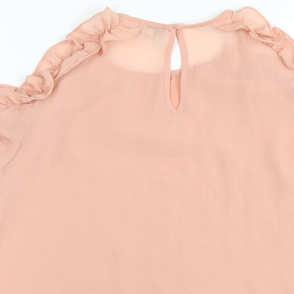 River Island Womens Pink Polyester Basic T-Shirt Size 10 Round Neck
