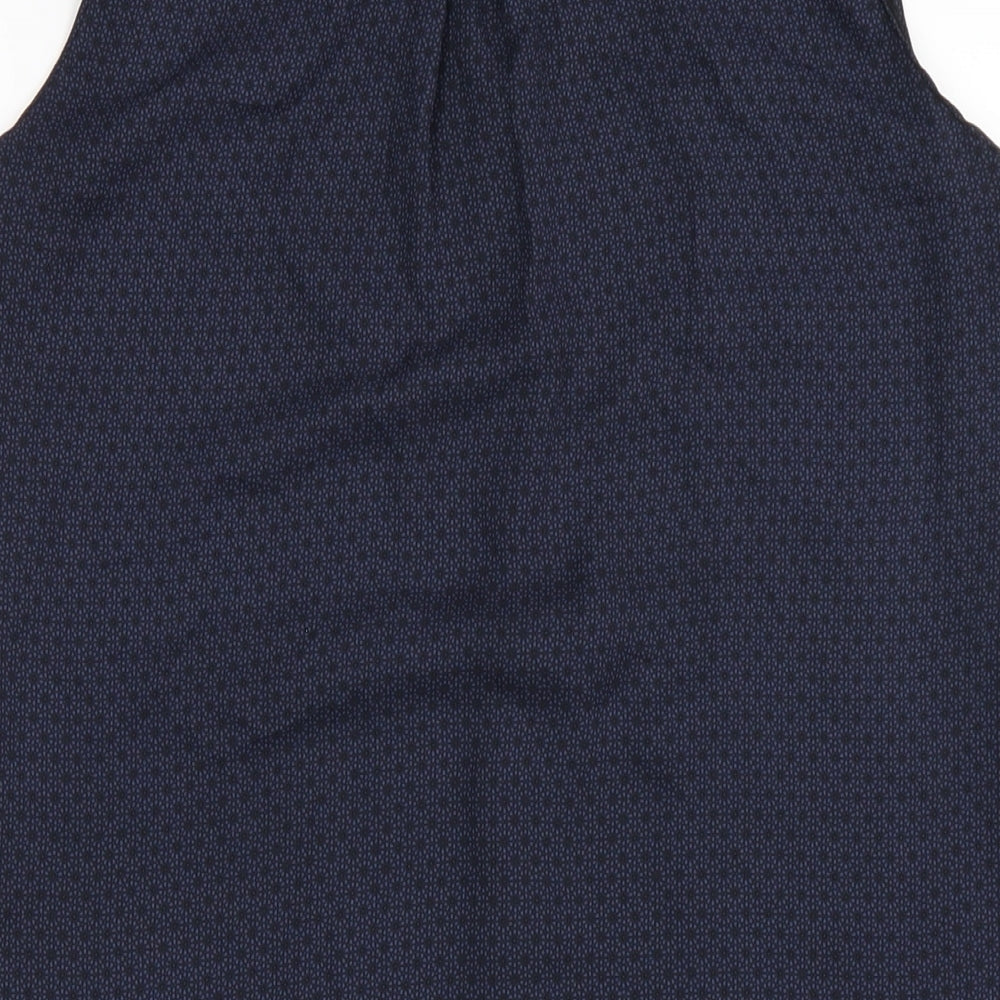 H&M Womens Blue Geometric Polyester A-Line Size 8 V-Neck Pullover