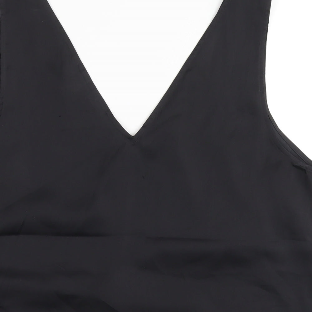 H&M Womens Black Polyester Basic Tank Size M V-Neck