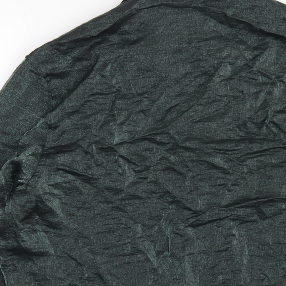 Topman Mens Green Viscose Button-Up Size XS Collared Button
