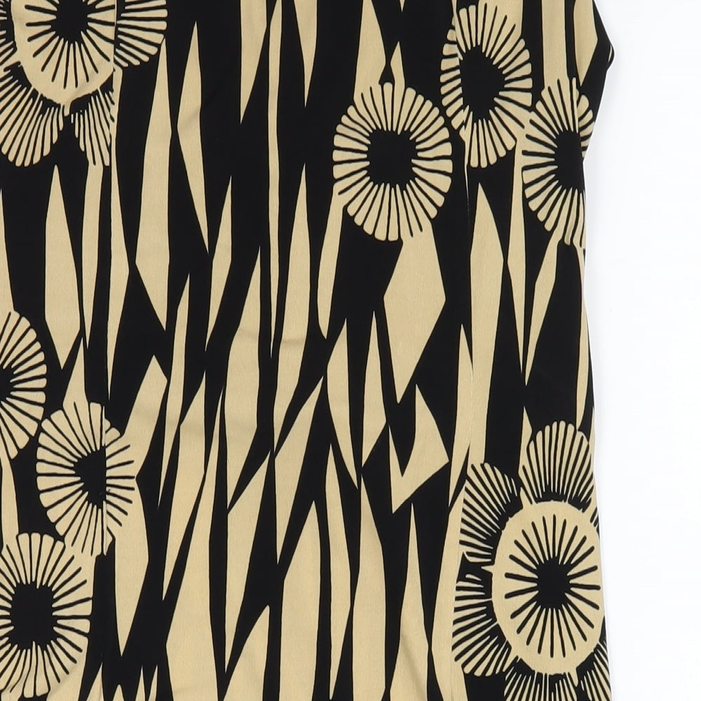 Wallis Womens Beige Geometric Polyester Bodycon Size 14 V-Neck Pullover