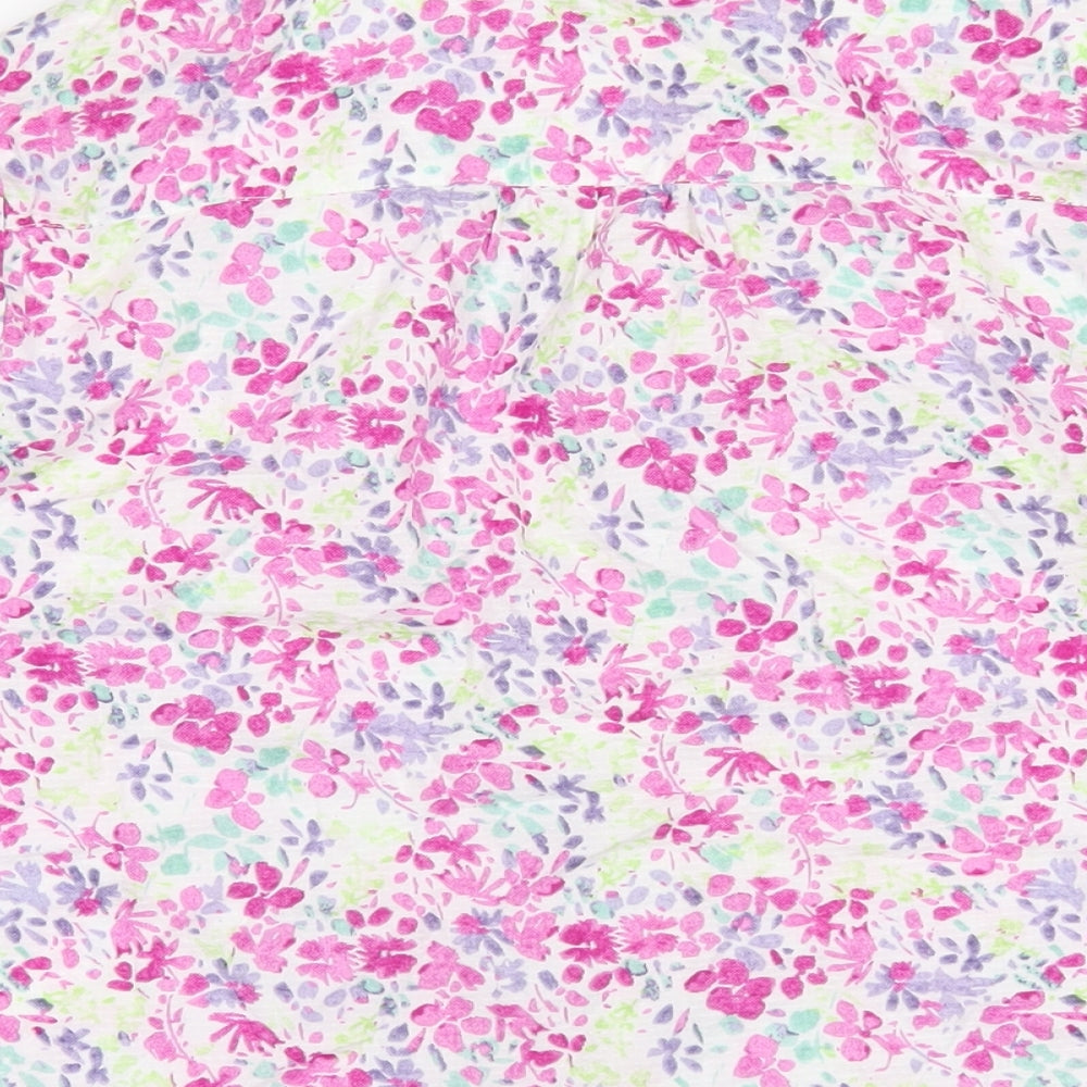 Marks & Spencer Womens Multicoloured Floral Cotton Basic Button-Up Size 12 Collared