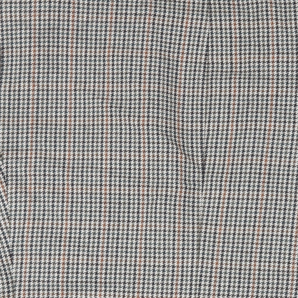 St Michael Mens Grey Geometric Wool Jacket Blazer Size 46 Regular - Vintage
