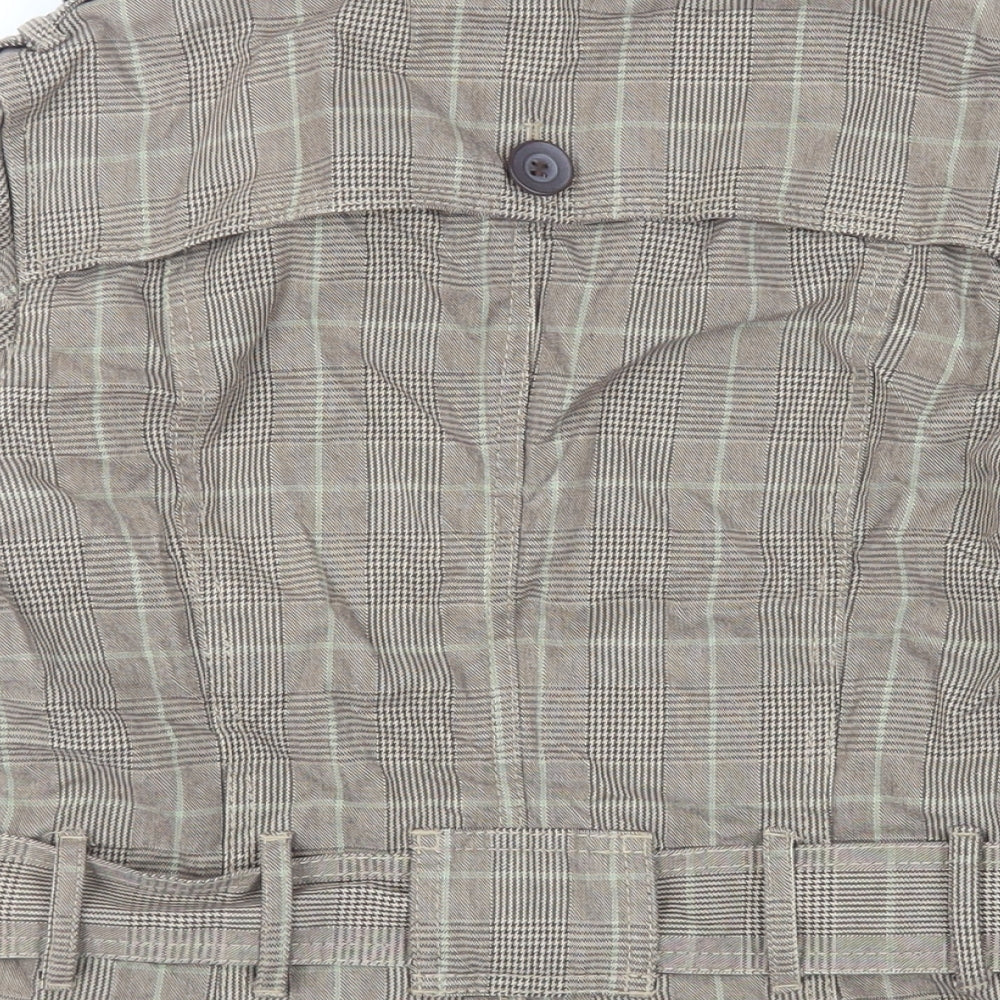 Marks & Spencer Womens Brown Plaid Jacket Size 8 Button - Belted