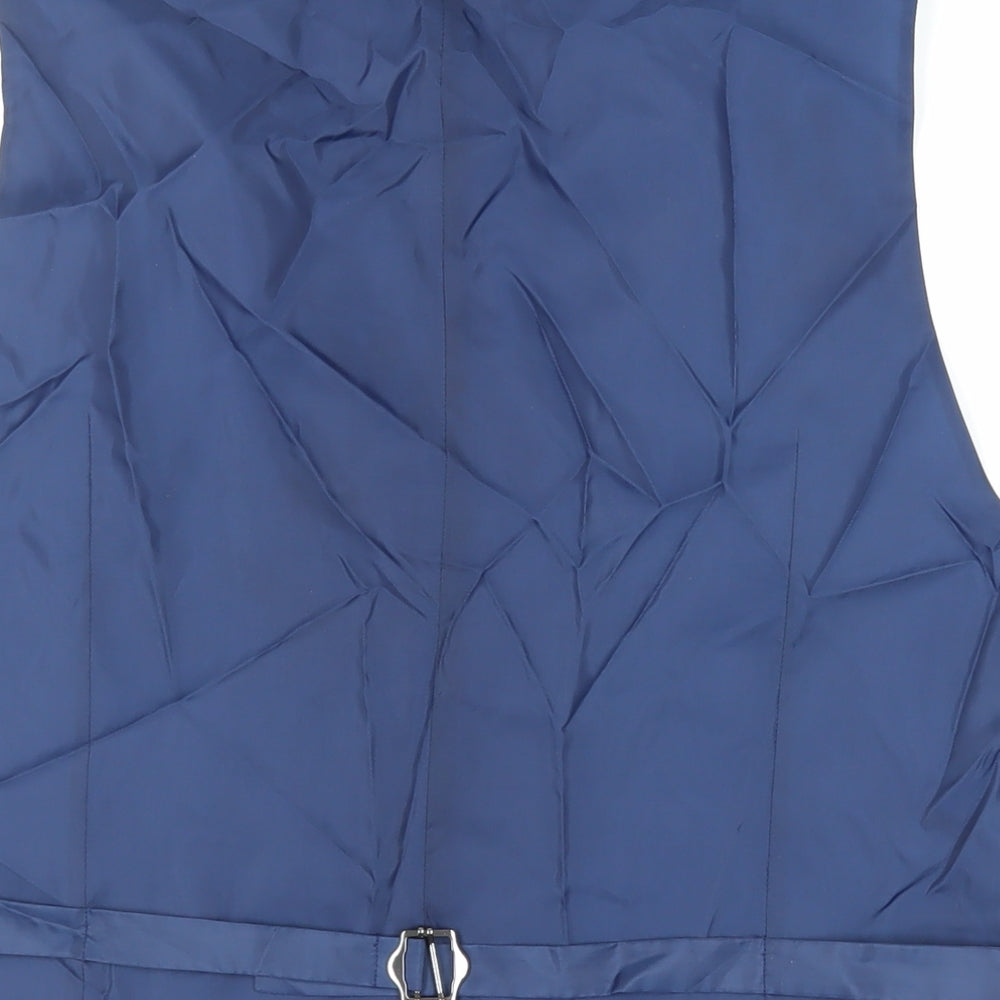 Burton Mens Blue Polyester Jacket Suit Waistcoat Size 44 Regular