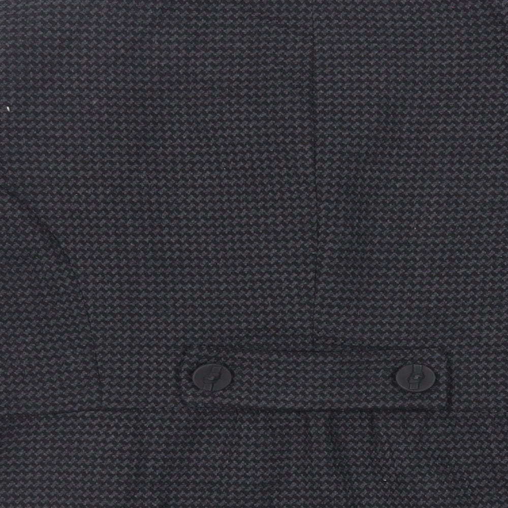 NEXT Womens Black Geometric Jacket Blazer Size 14 Button
