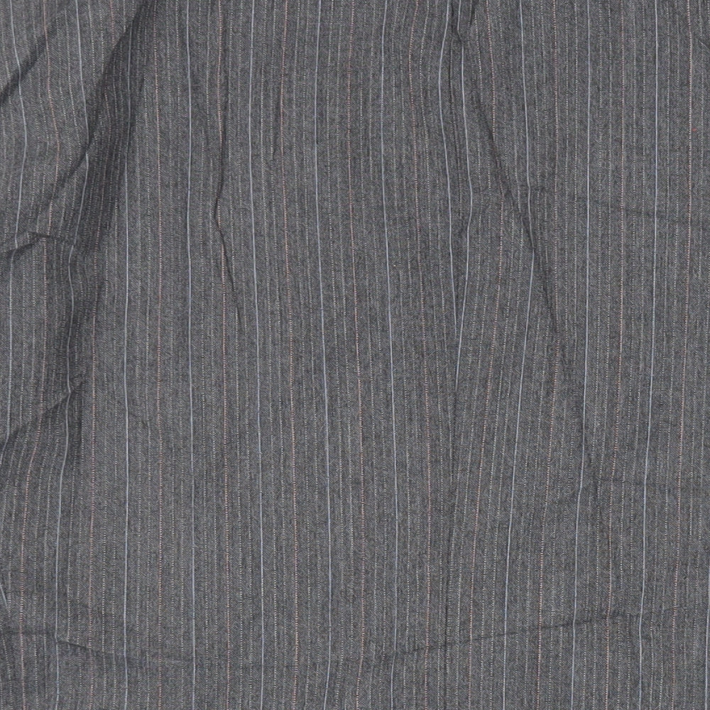 St Michael Mens Grey Striped Polyester Jacket Suit Jacket Size 46 Regular - Vintage