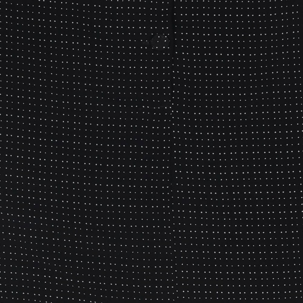 Marks & Spencer Womens Black Polka Dot Polyester Basic Button-Up Size 10 Round Neck