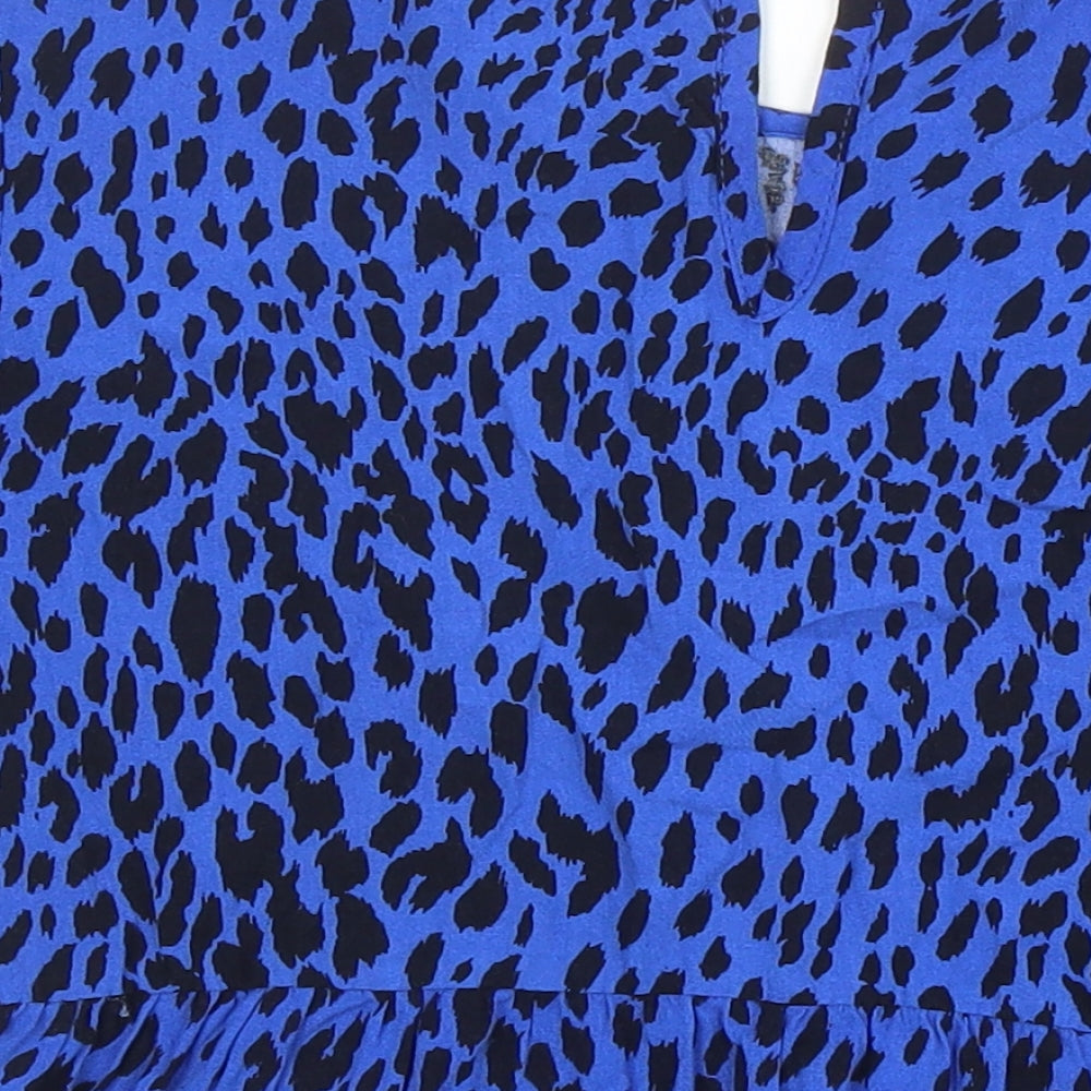 New Look Womens Multicoloured Animal Print Viscose Tunic Blouse Size 8 Round Neck