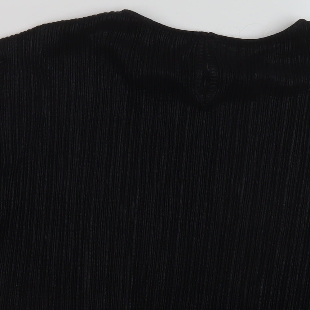 Marks & Spencer Womens Black Polyester Basic Blouse Size 10 Round Neck