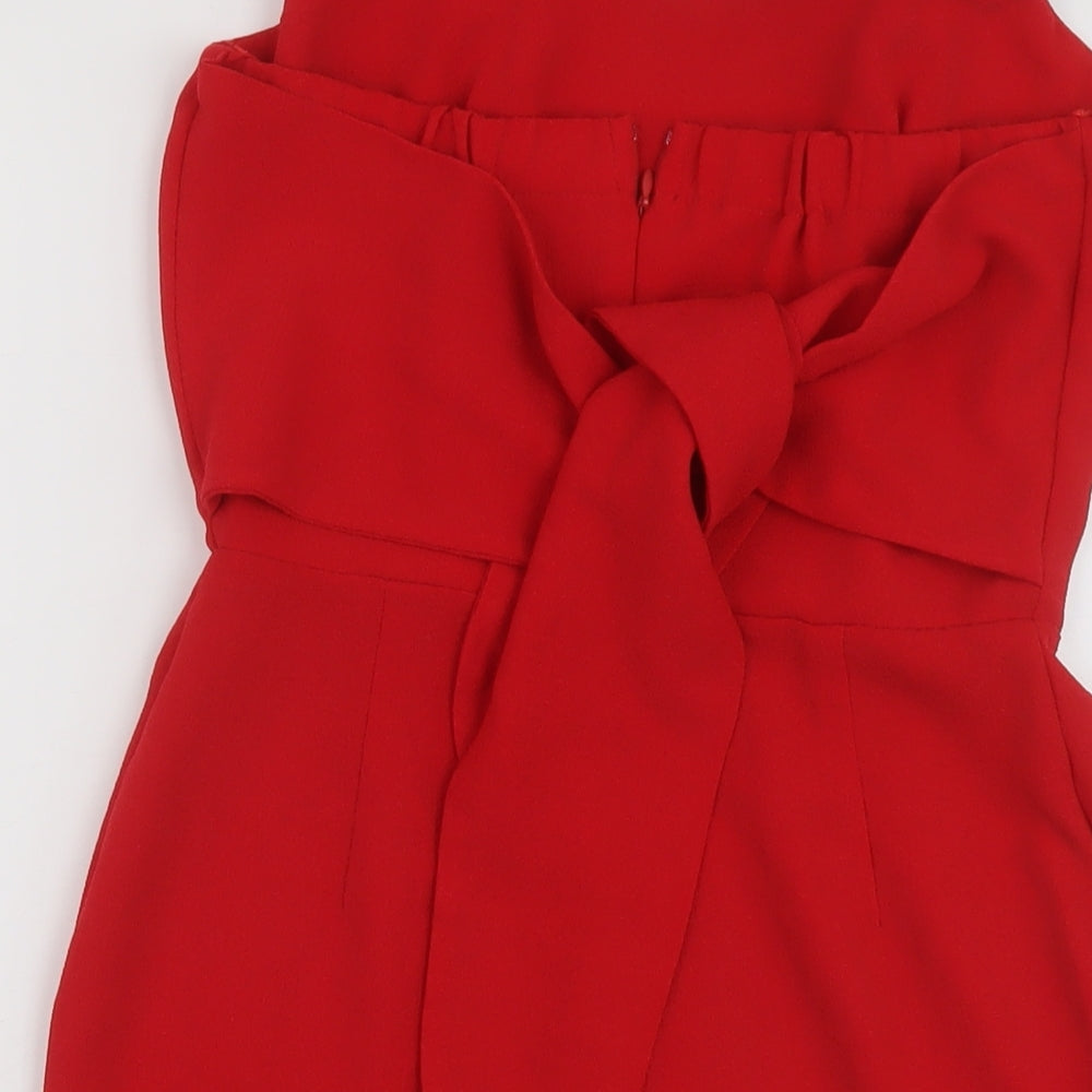 Love Womens Red Polyester Mini Size S V-Neck Zip