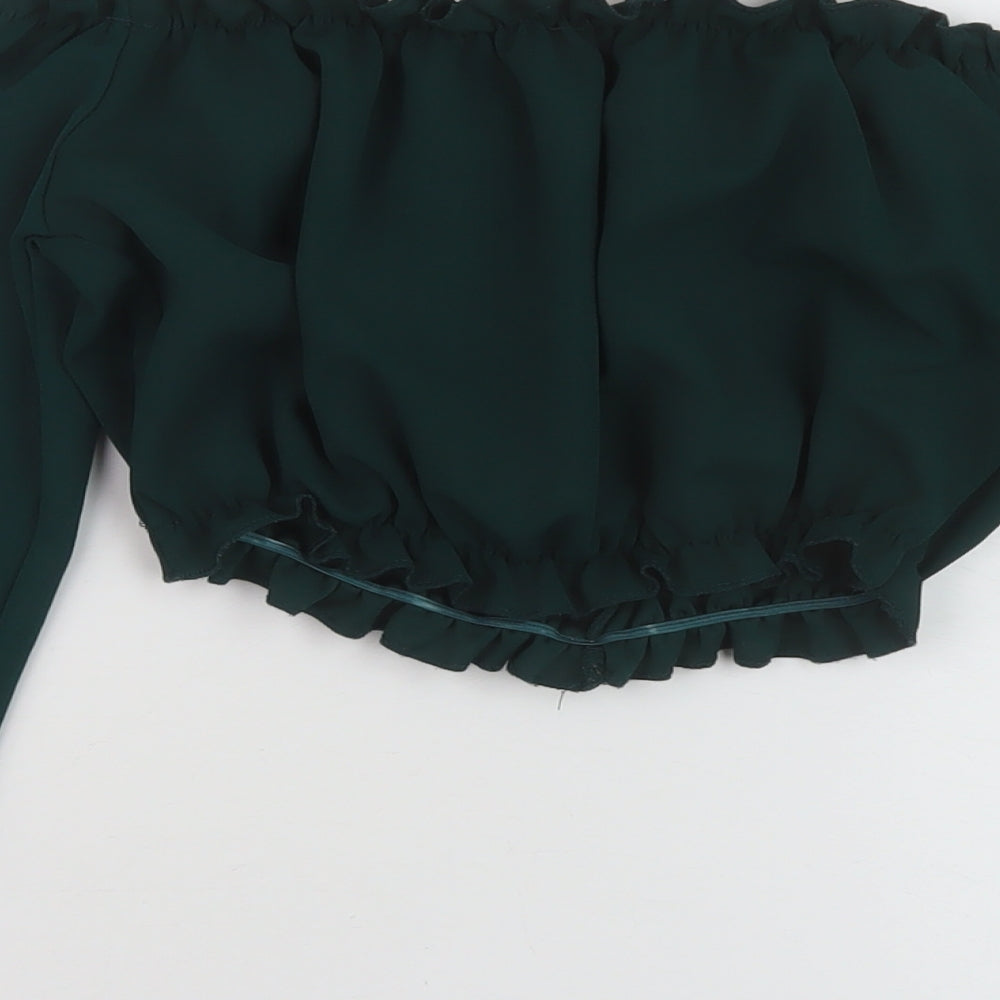 New Look Womens Green Polyester Cropped Blouse Size 6 Square Neck