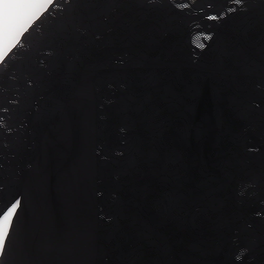 Per Una Womens Black Polyamide Basic Blouse Size 14 V-Neck