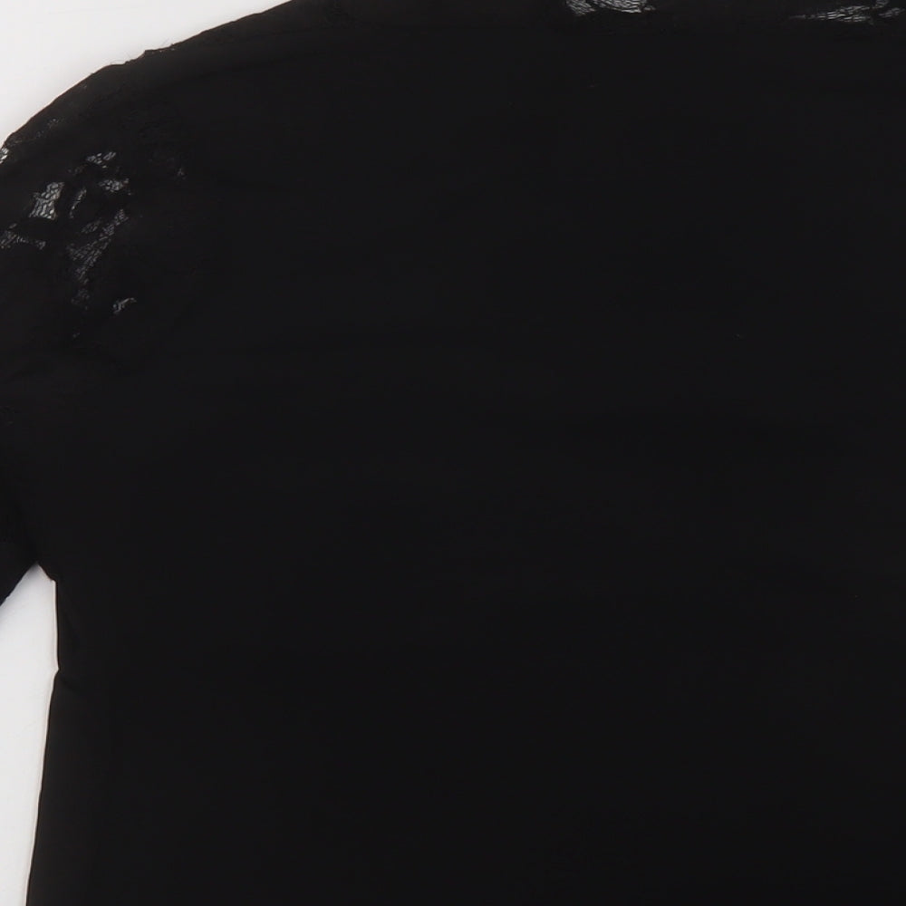 Wallis Womens Black Polyester Basic Blouse Size 16 Square Neck