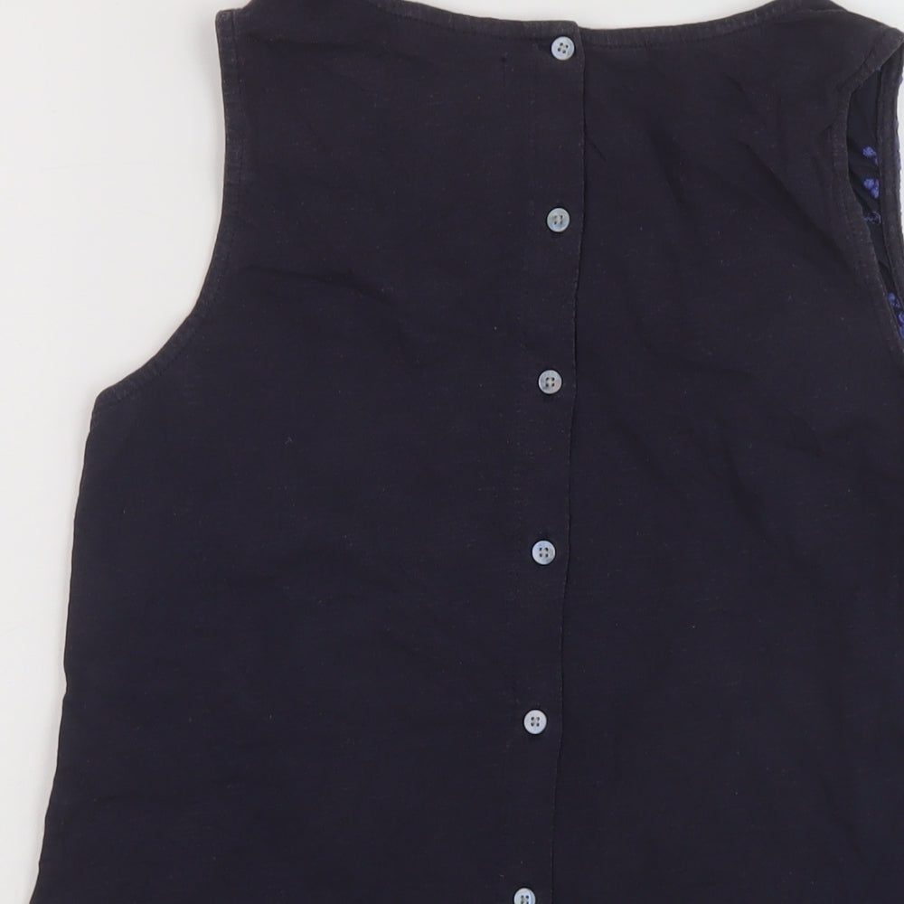 NEXT Womens Blue Geometric Cotton Basic Tank Size 10 Round Neck
