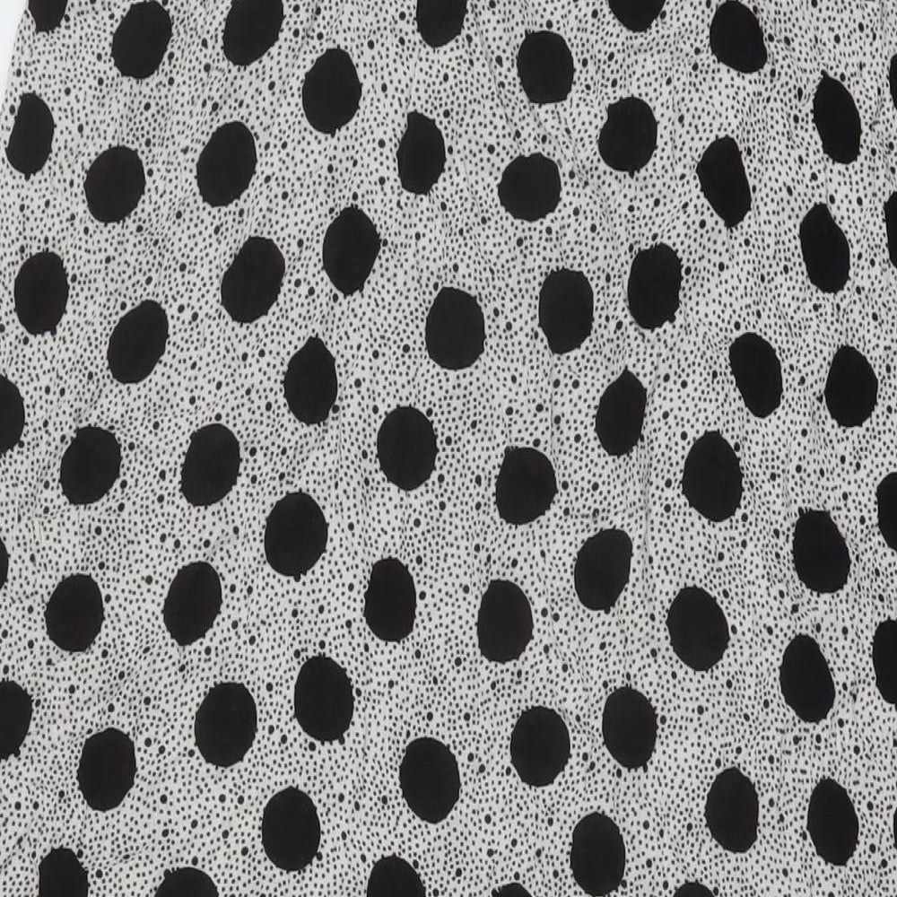 Marks & Spencer Womens Black Polka Dot Viscose A-Line Size 10 Round Neck Pullover