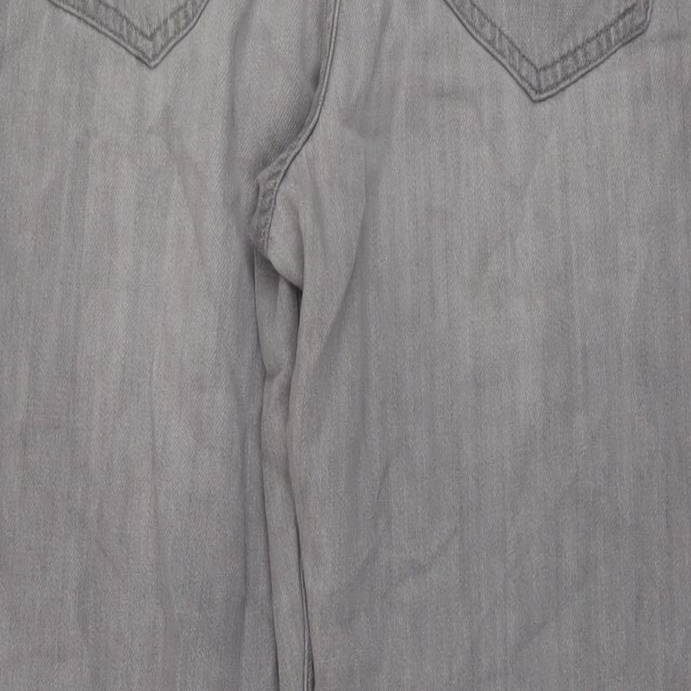 Next Womens Grey Cotton Straight Jeans Size 16 L27 in Regular Button