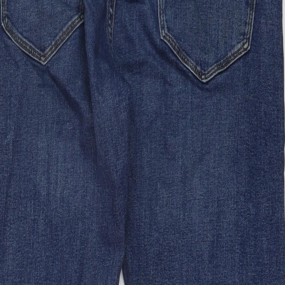 Marks & Spencer Mens Blue Cotton Straight Jeans Size 30 in L33 in Regular Button