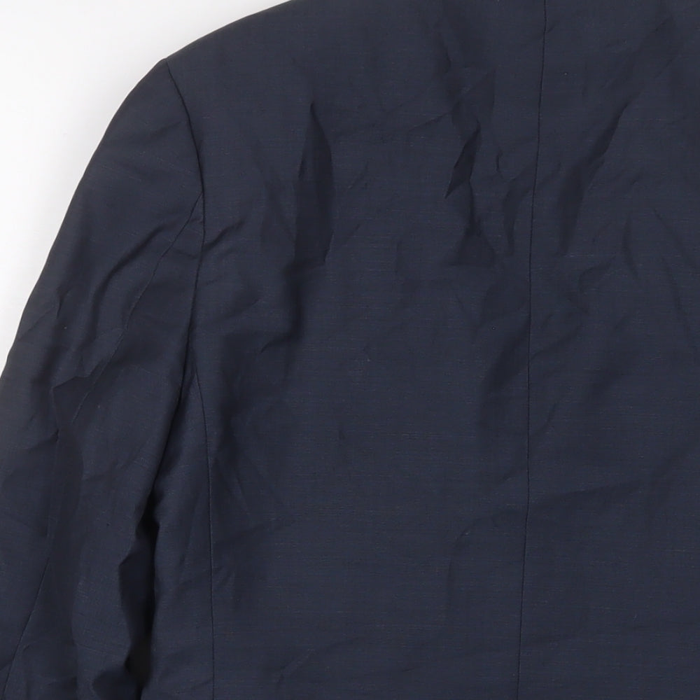Topman Mens Blue Polyester Jacket Suit Jacket Size 34 Regular
