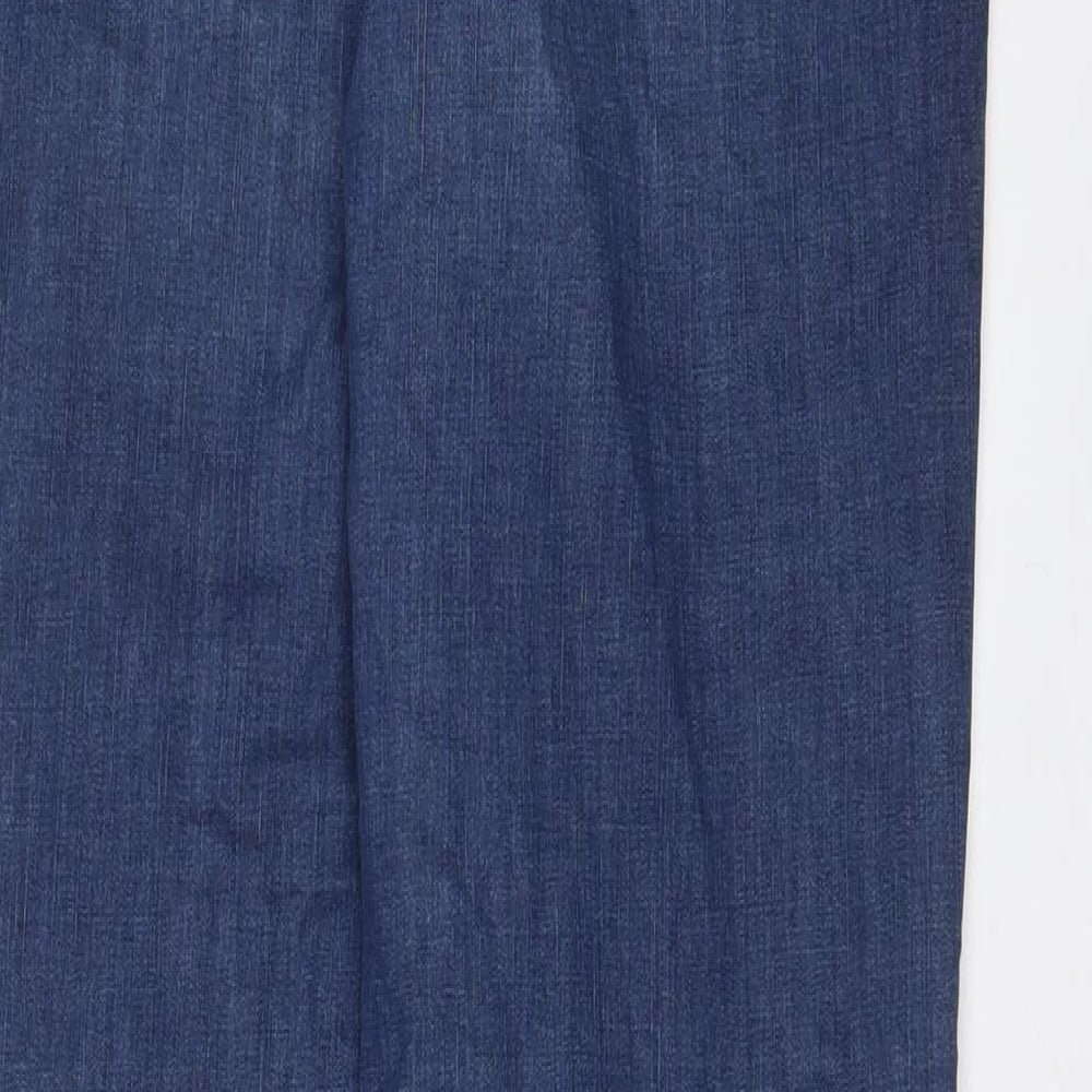Marks & Spencer Womens Blue Cotton Tapered Jeans Size 10 L32 in Regular Zip