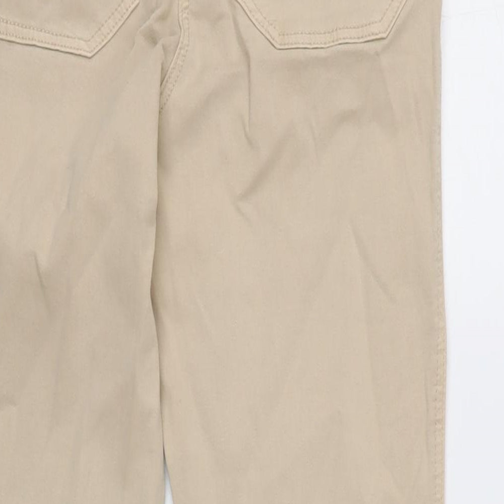 H&M Womens Beige Cotton Blend Tapered Jeans Size 8 L26 in Regular Zip