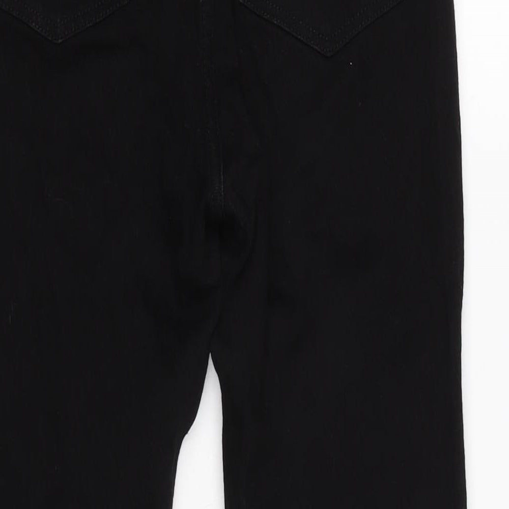 H&M Womens Black Cotton Blend Straight Jeans Size 8 L26 in Regular Zip
