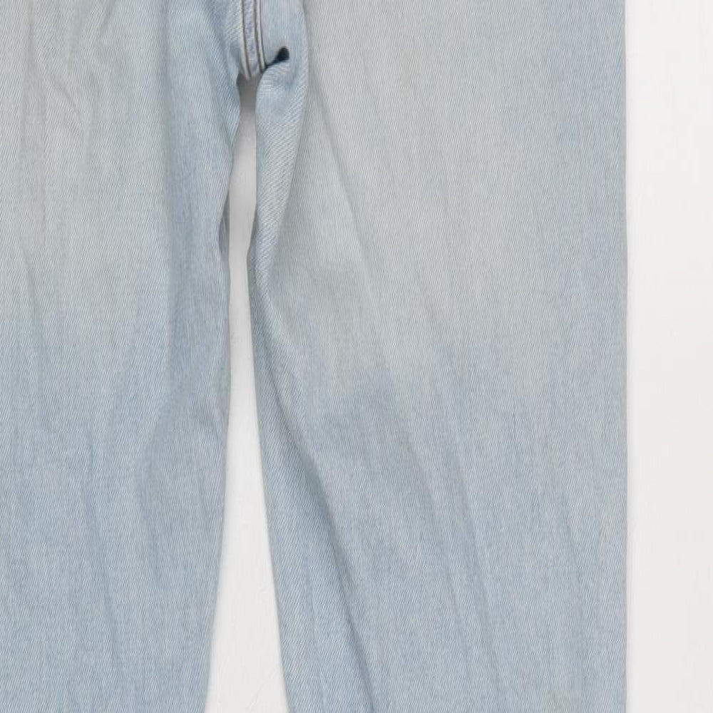 Mango Mens Blue Cotton Blend Straight Jeans Size 32 in L29 in Regular Zip