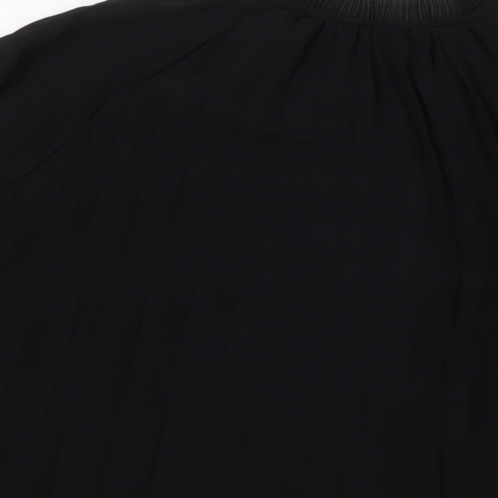 H&M Womens Black Polyester Basic Blouse Size XL Mock Neck - Pleated