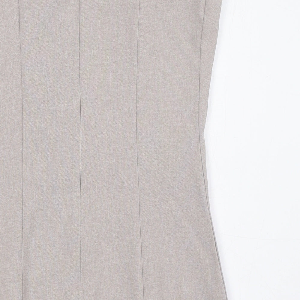Missguided Womens Beige Polyester Pencil Dress Size 8 Scoop Neck Zip