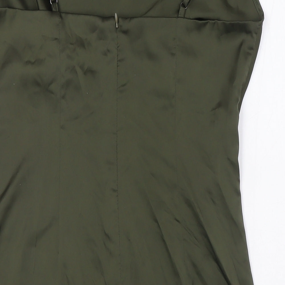 Stradivarius Womens Green Polyester A-Line Size M Square Neck