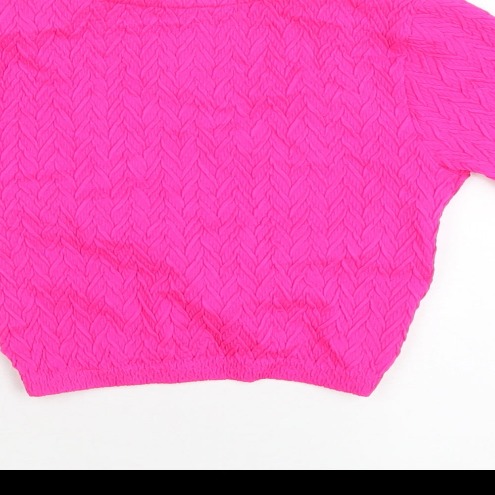 Dunnes Womens Pink Polyamide Cropped T-Shirt Size XS V-Neck