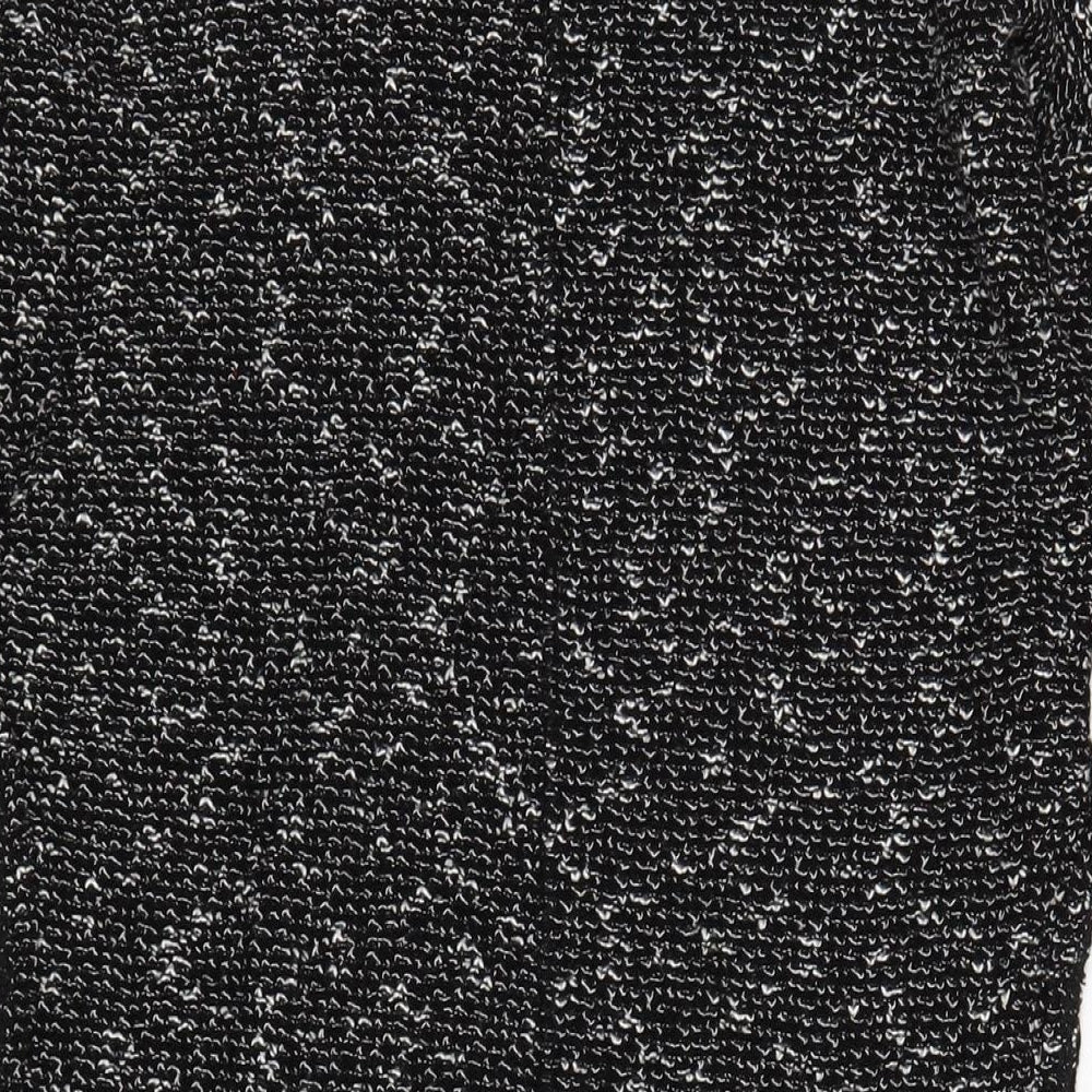 River Island Womens Black Acrylic Basic T-Shirt Size 10 Round Neck - Side Slits