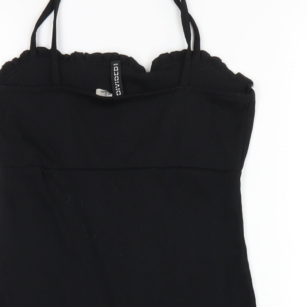 H&M Womens Black Polyester A-Line Size XS Square Neck Pullover