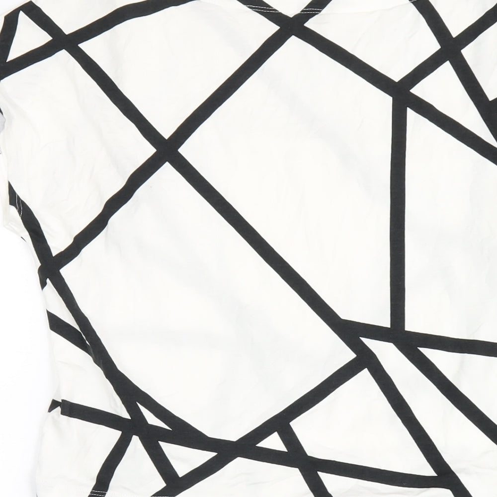 Uniqlo Womens White Geometric Viscose A-Line Size XS Round Neck Pullover