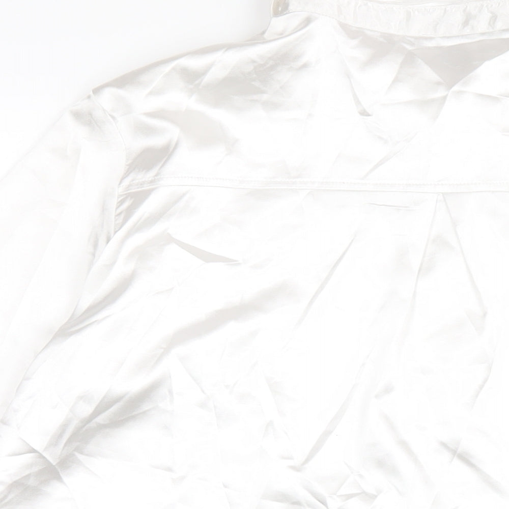 PRETTYLITTLETHING Womens White Polyester Basic Button-Up Size L Collared