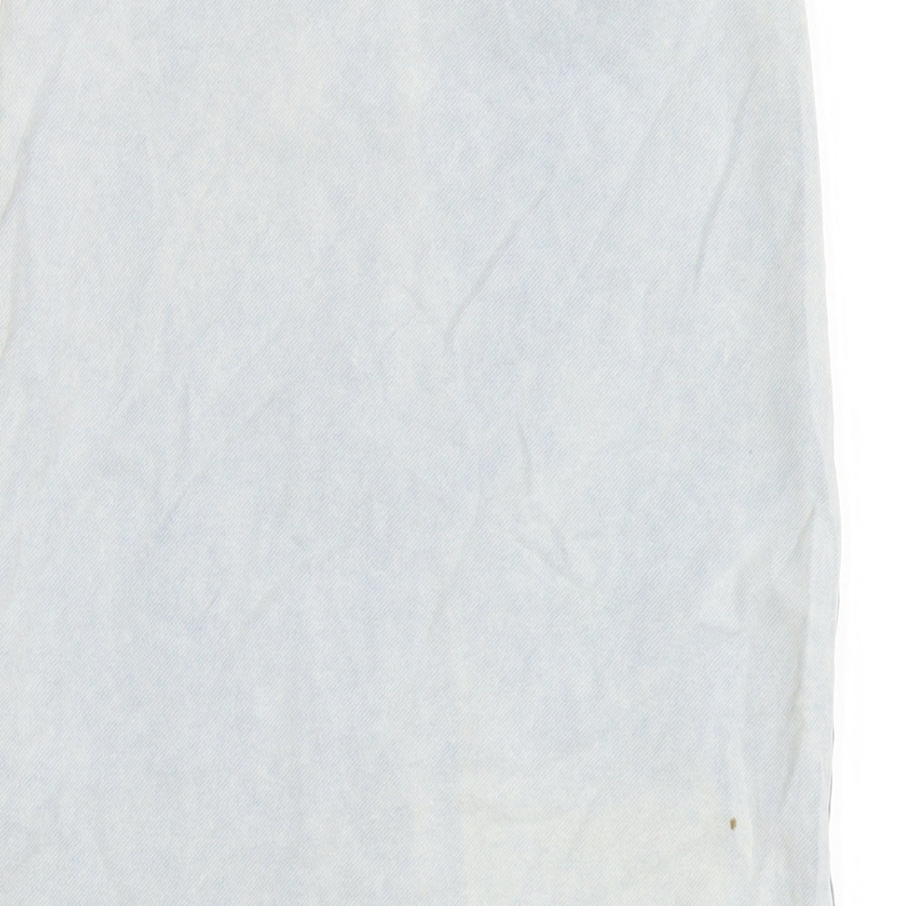 Topshop Womens Blue Cotton Straight & Pencil Skirt Size 8