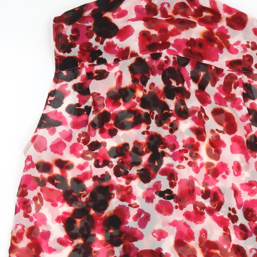 H&M Womens Pink Geometric Polyester Basic Button-Up Size 10 Collared