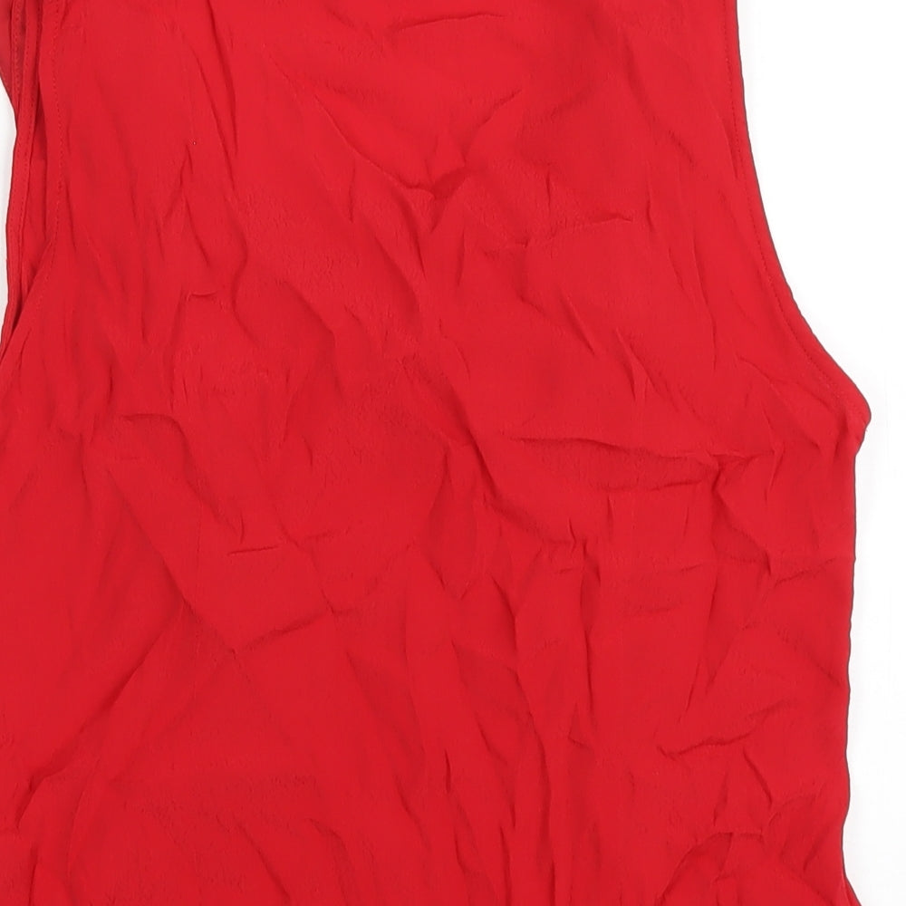 Monsoon Womens Red Viscose Basic Blouse Size 14 Scoop Neck
