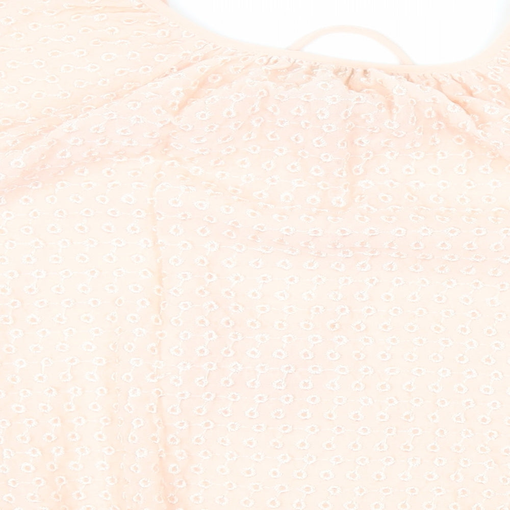 Marks & Spencer Womens Pink Polyester Basic Blouse Size 16 Round Neck - Embroidered