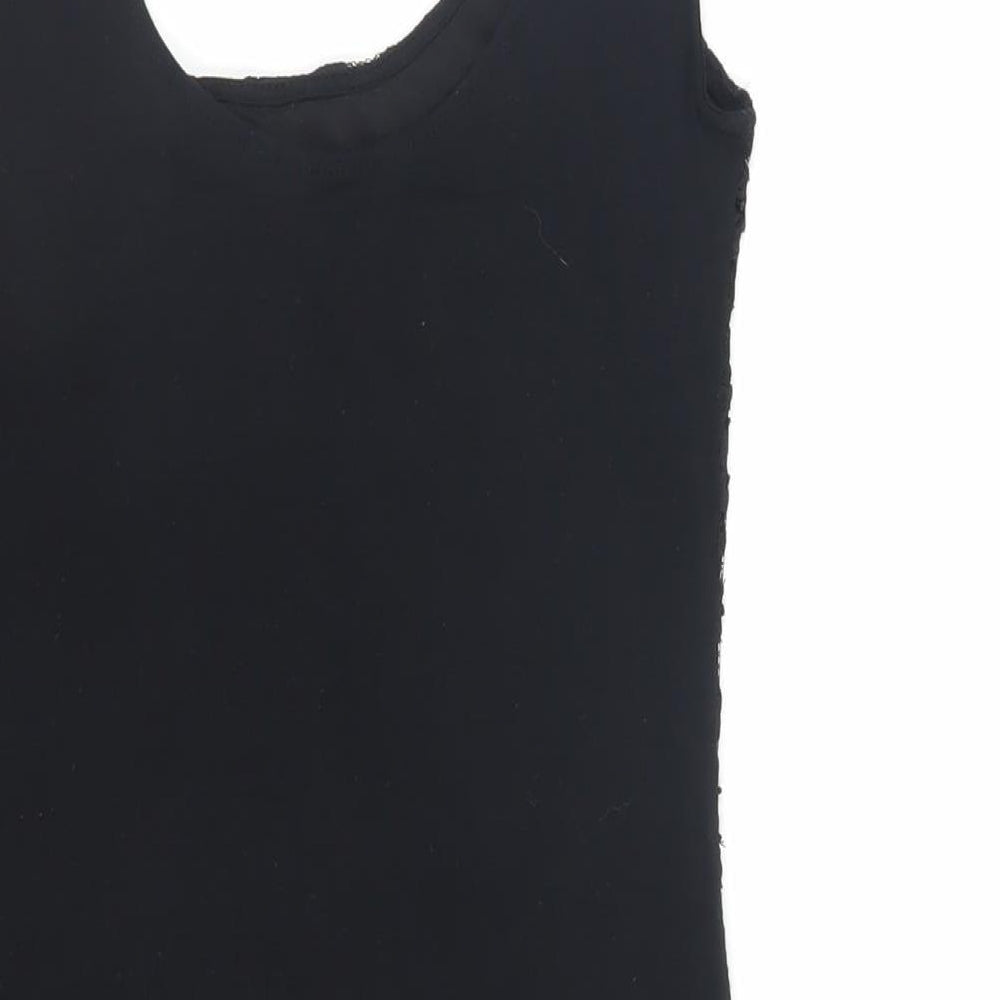 New Look Womens Black Viscose Bodycon Size 12 Scoop Neck Pullover - Lace Front
