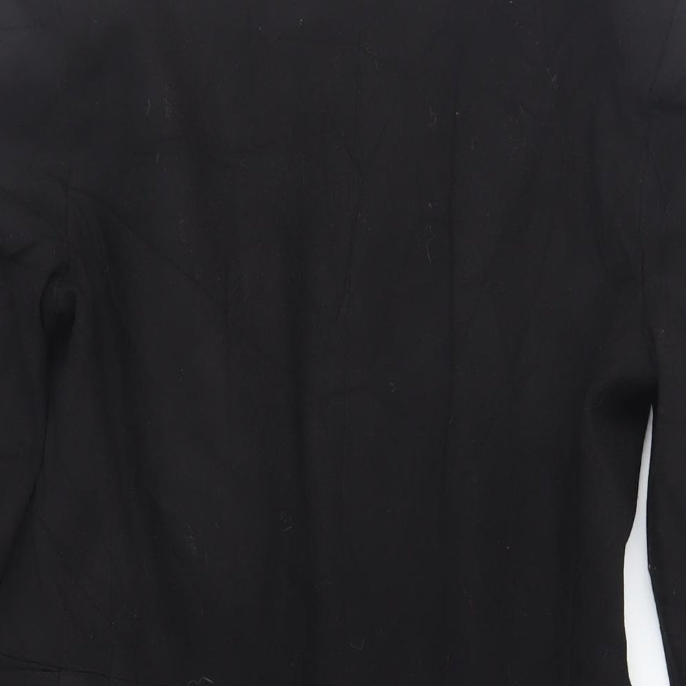 Zara Womens Black Overcoat Coat Size M Hook & Eye
