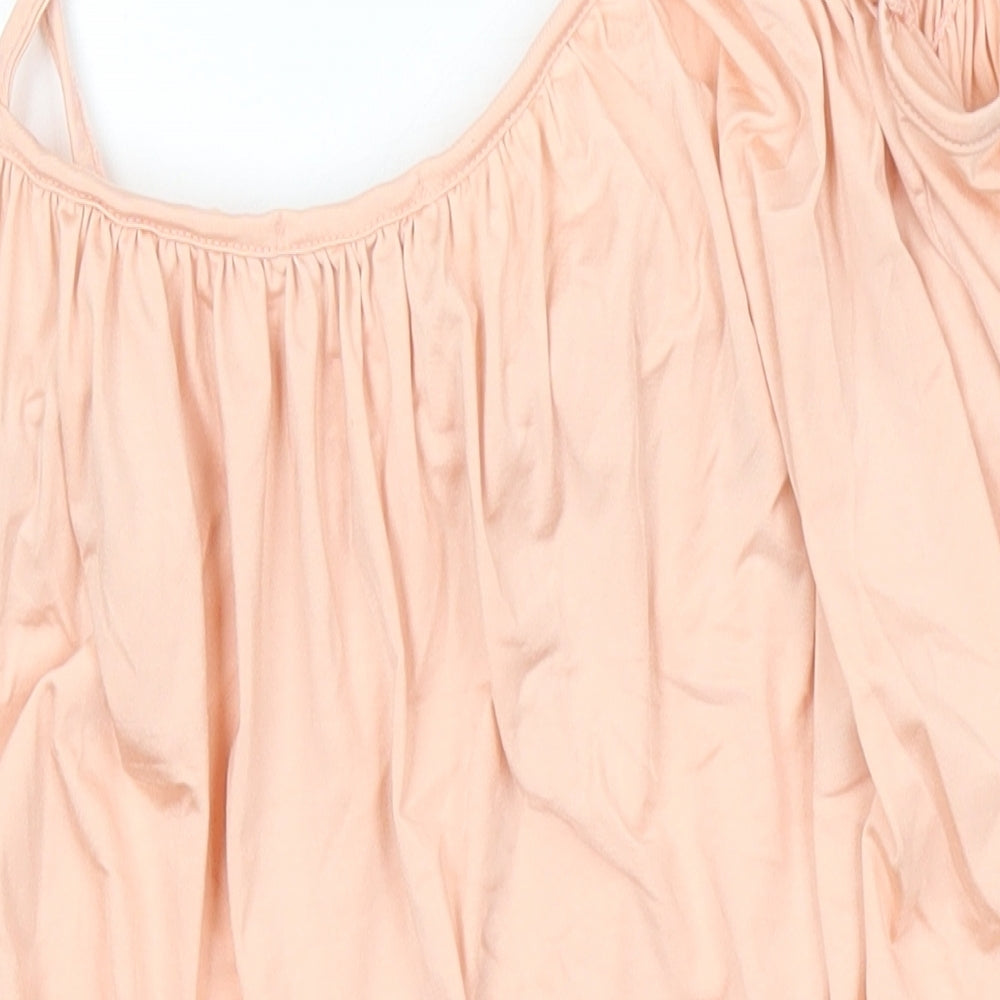 Topshop Womens Orange Polyimide Camisole Blouse Size 10 Square Neck - Asymmetrical hemline