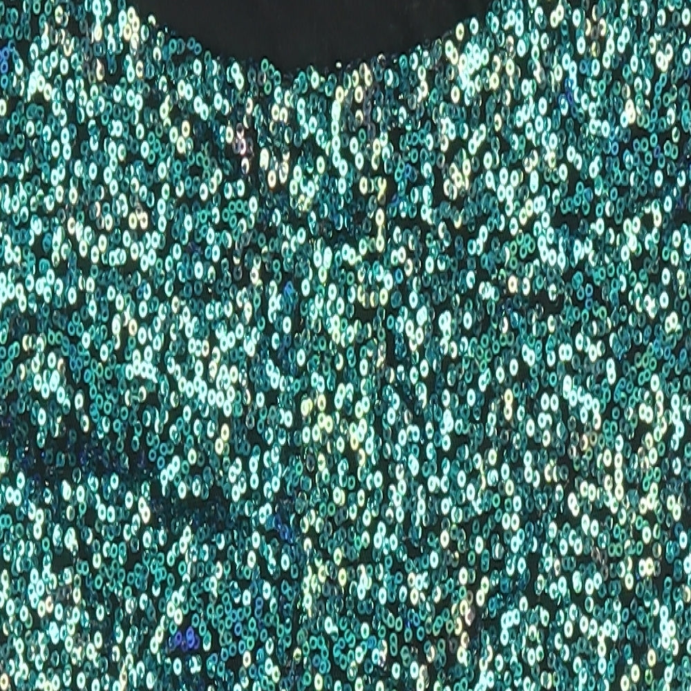 H&M Womens Multicoloured Houndstooth Polyester Shift Size 10 Round Neck - sequined with open back detail