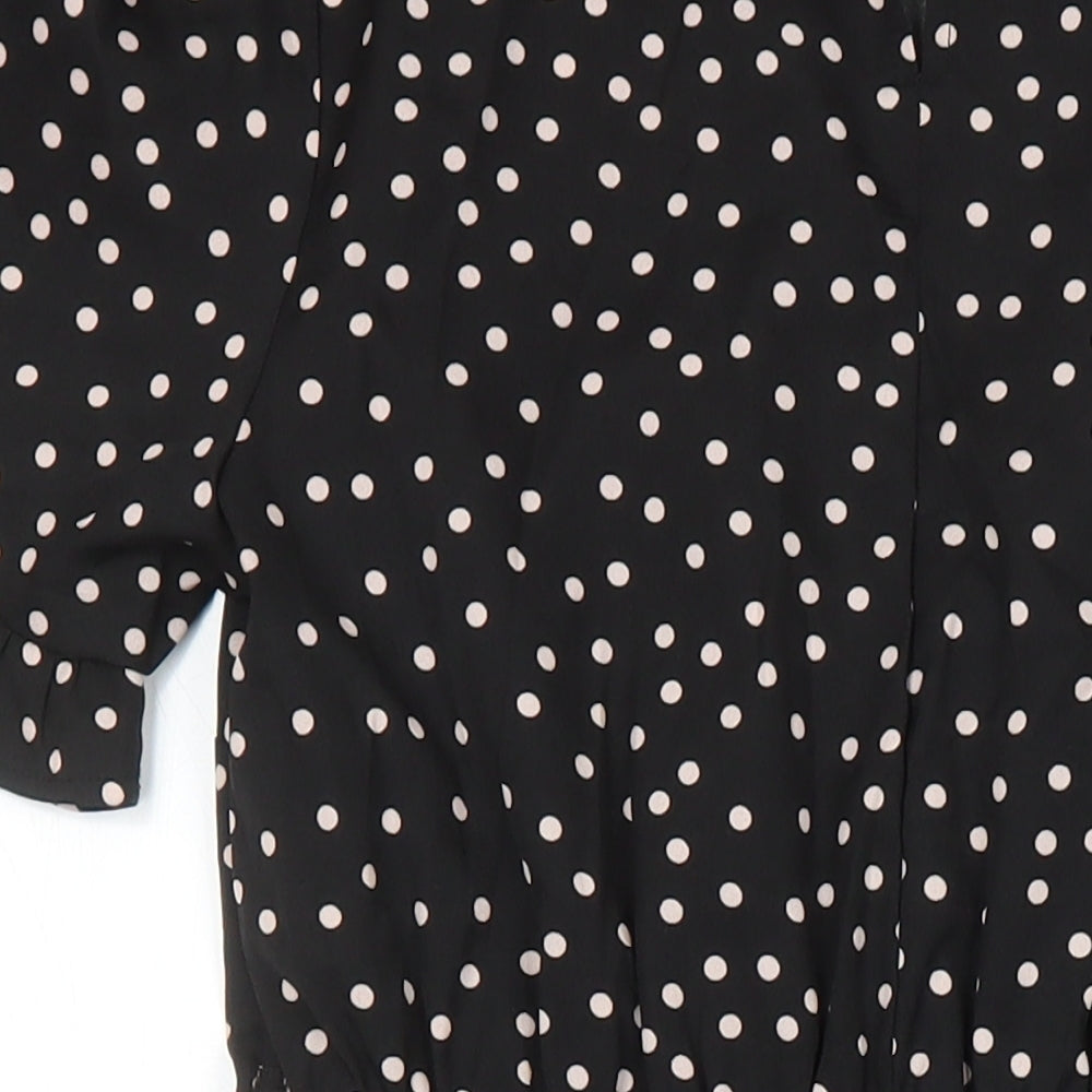 New Look Womens Multicoloured Polka Dot Polyester Fit & Flare Size 6 Round Neck